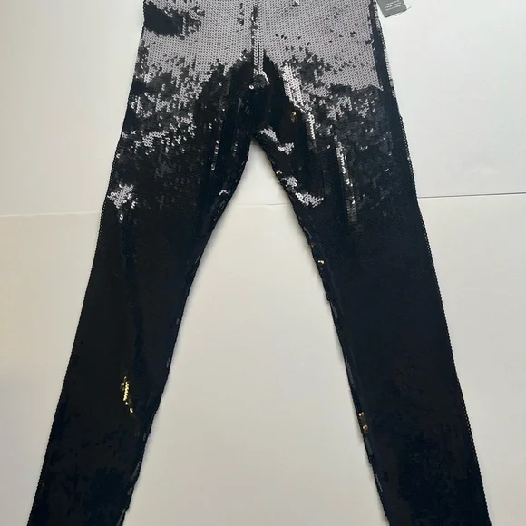 Express Shimmering Black Sequin Leggings - Picture 3 of 4